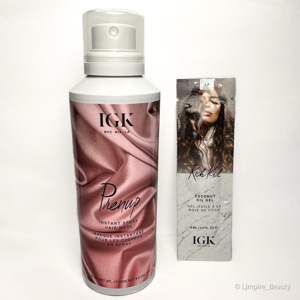 IGK Prenup Instant Spray Hair Mask 4 oz and a Sample of Rich Kid Coconut Oil Gel